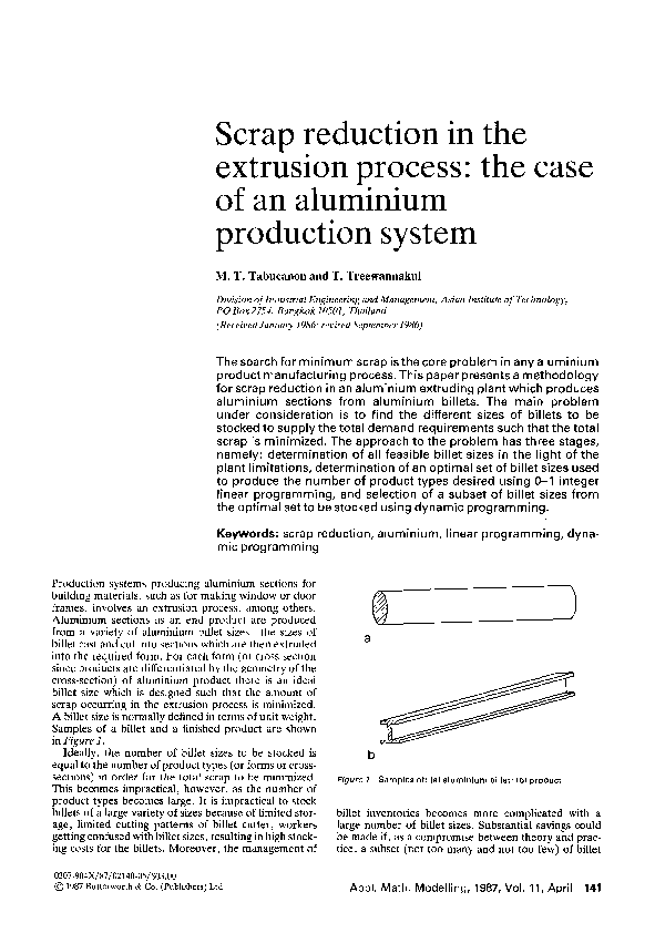 (PDF) Scrap reduction in the extrusion process: the case of an ...