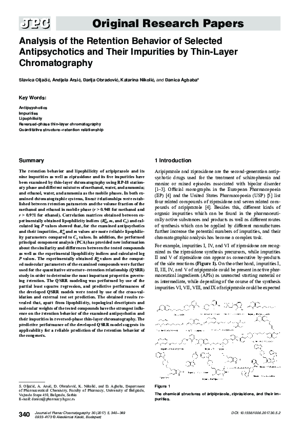 (PDF) Analysis of the retention behavior of selected antipsychotics and ...
