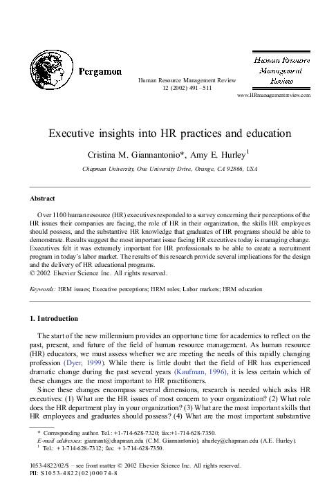 (PDF) Executive insights into HR practices and education