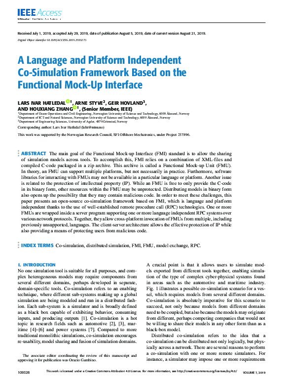 (PDF) A Language and Platform Independent Co-Simulation Framework Based ...
