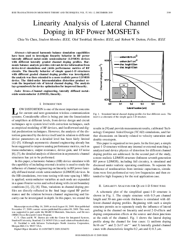 (PDF) Linearity Analysis of Lateral Channel Doping in RF Power MOSFETs