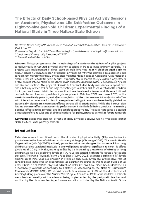 (PDF) The Effects of Daily School-based Physical Activity Sessions on ...