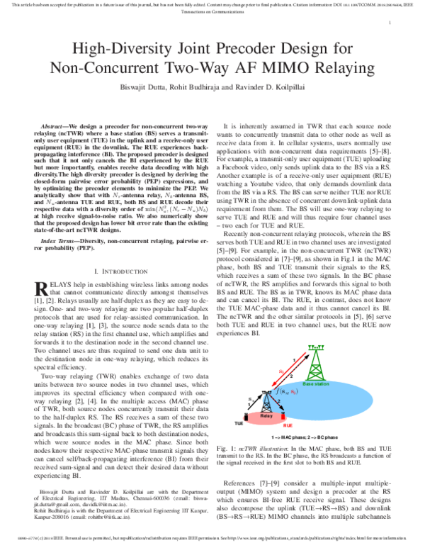 (PDF) High-Diversity Joint Precoder Design for Non-Concurrent Two-Way ...