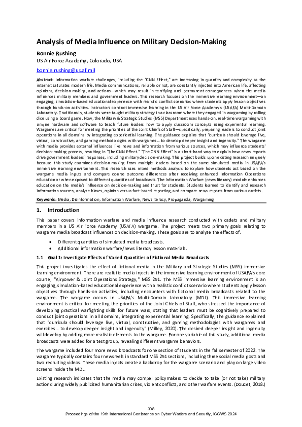 (PDF) Analysis of Media Influence on Military Decision-Making