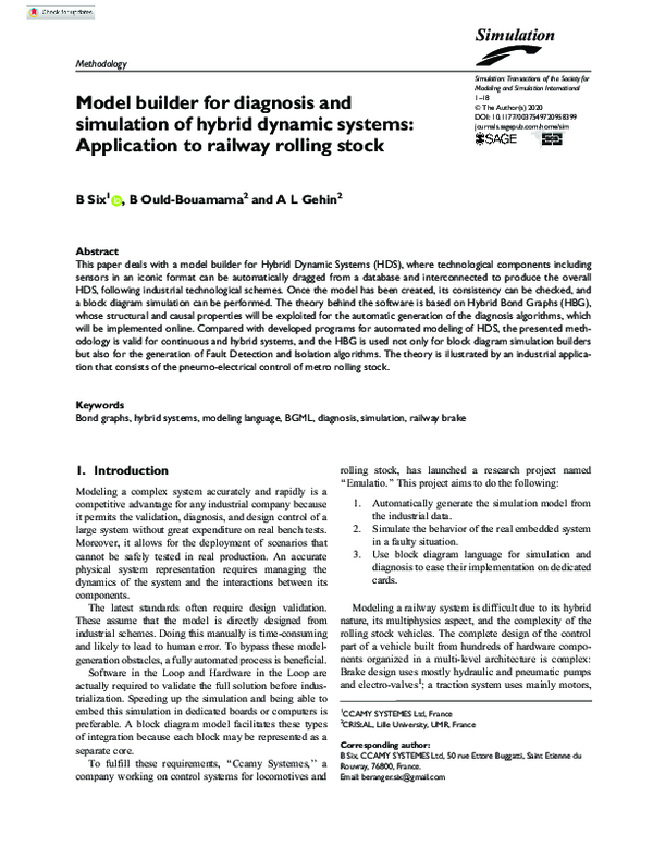 (PDF) Model builder for diagnosis and simulation of hybrid dynamic ...