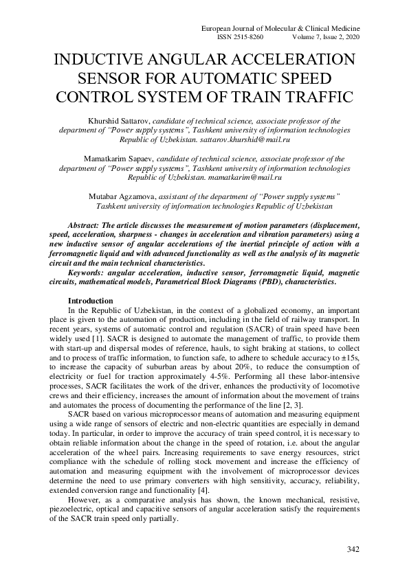 (PDF) Inductive Angular Acceleration Sensor for Automatic Speed Control ...