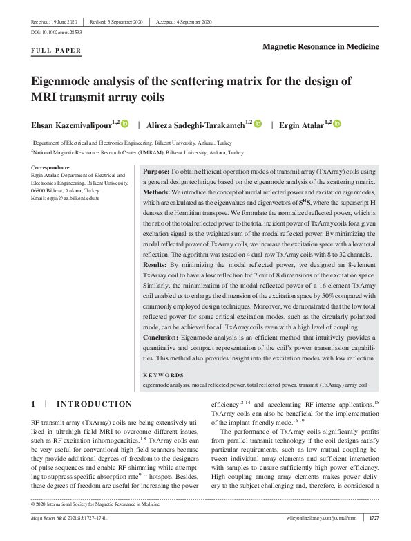 (PDF) Eigenmode analysis of the scattering matrix for the design of MRI ...