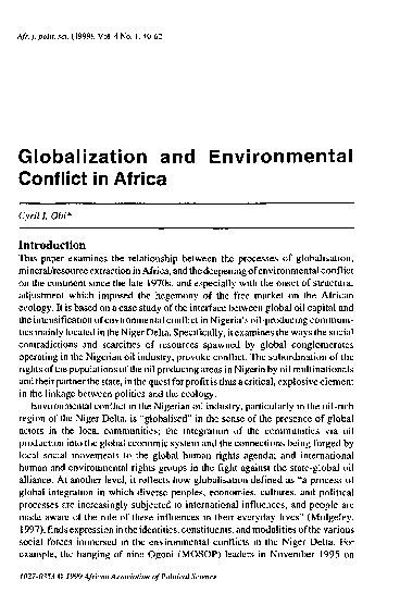 (PDF) Globalization and Environmental Conflict in Africa