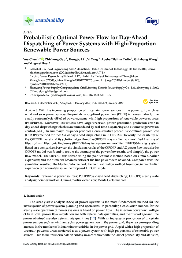 (PDF) Probabilistic Optimal Power Flow for Day-Ahead Dispatching of ...