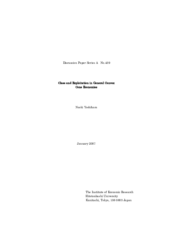 (PDF) Class and exploitation in general convex cone economies
