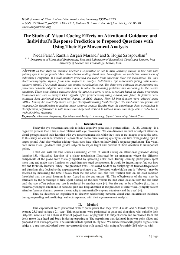 (PDF) The Study of Visual Cueing Effects on Attentional Guidance and ...