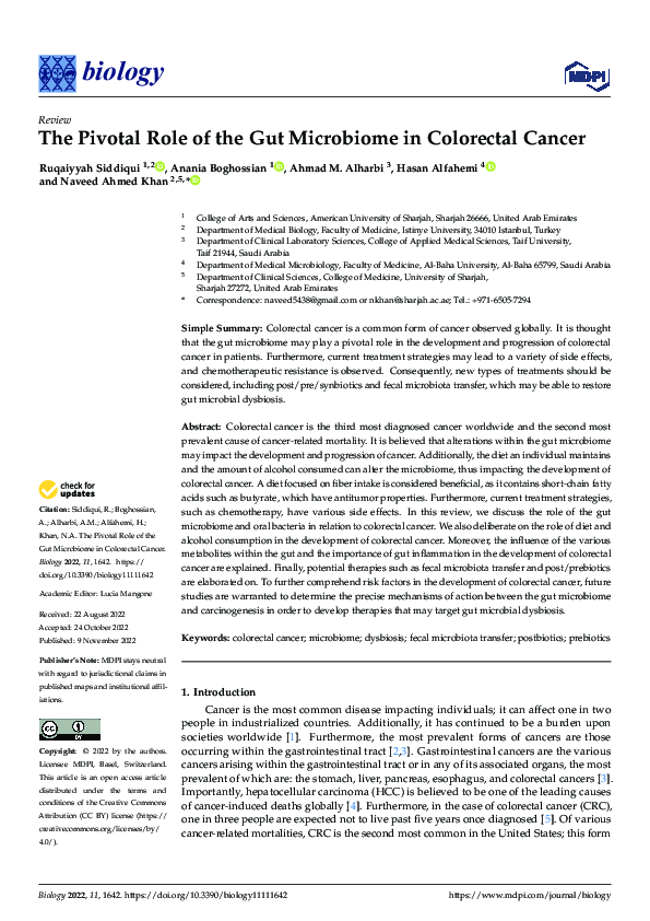 (PDF) The Pivotal Role of the Gut Microbiome in Colorectal Cancer