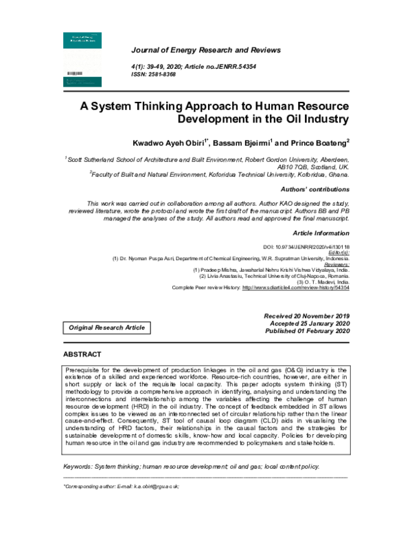 (PDF) A System Thinking Approach to Human Resource Development in the ...