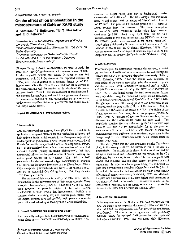 (PDF) On the effect of ion implantation in the microstructure of GaN ...