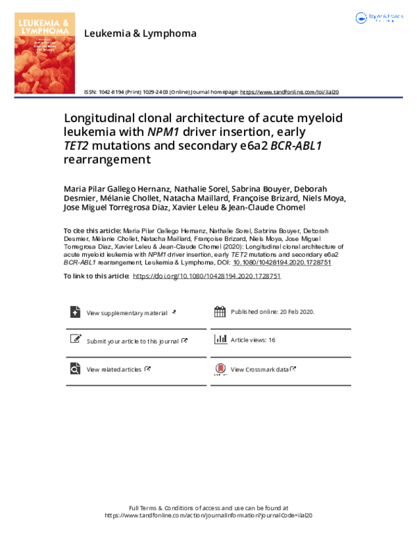 (PDF) Longitudinal clonal architecture of acute myeloid leukemia with ...
