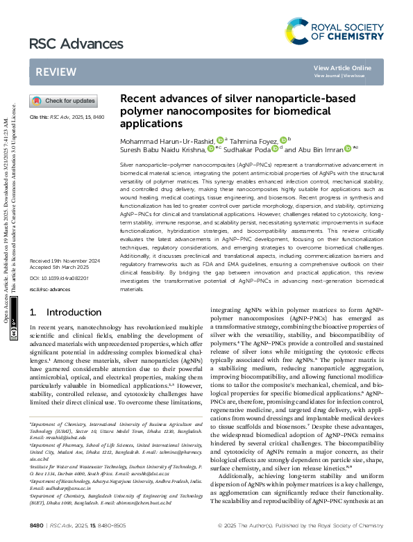 (PDF) Recent advances of silver nanoparticle-based polymer ...