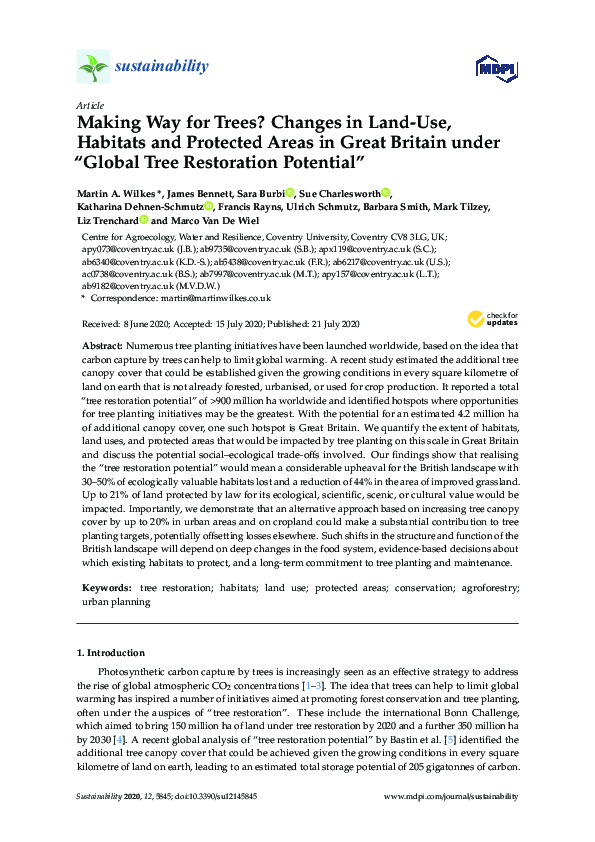(PDF) Making Way for Trees? Changes in Land-Use, Habitats and Protected ...