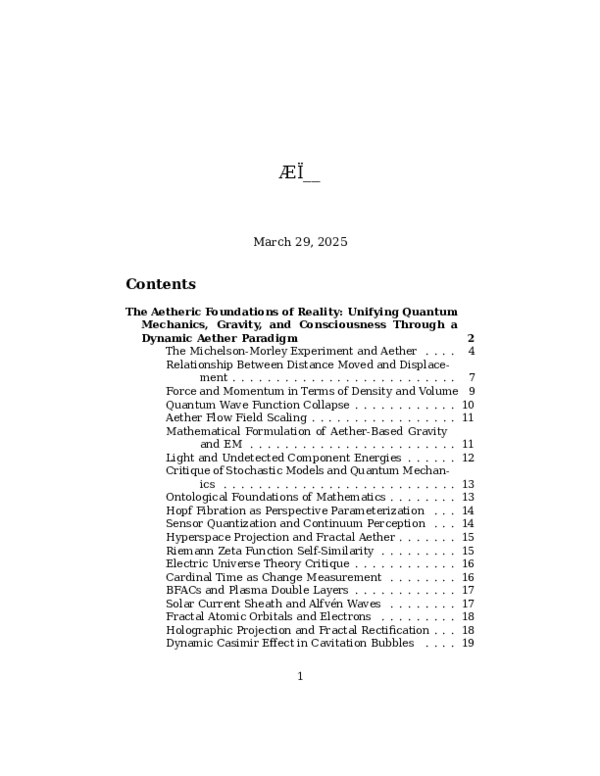 (PDF) The Aetheric Foundations of Reality: Unifying Quantum Mechanics ...