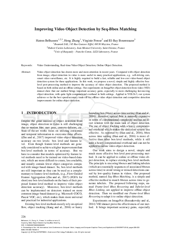 (PDF) Improving Video Object Detection by Seq-Bbox Matching
