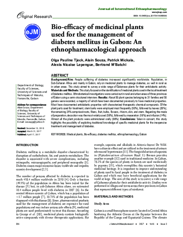 (PDF) Bio-efficacy of medicinal plants used for the management of ...