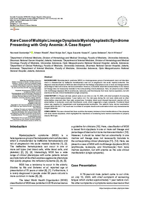 (PDF) Rare Case of Multiple Lineage Dysplasia Myelodysplastic Syndrome ...