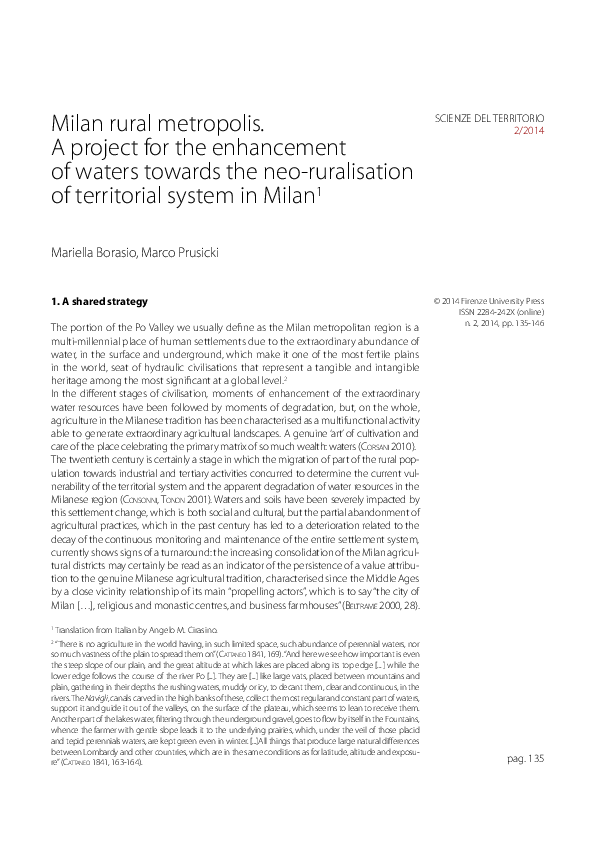 (PDF) Milan rural metropolis. A project for the enhancement of waters ...