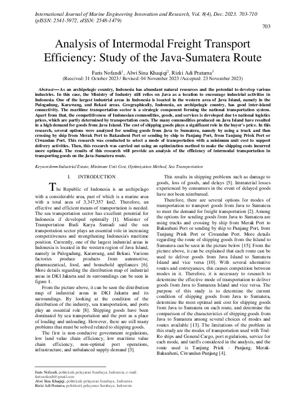 (PDF) Analysis of Intermodal Freight Transport Efficiency: Study of the ...