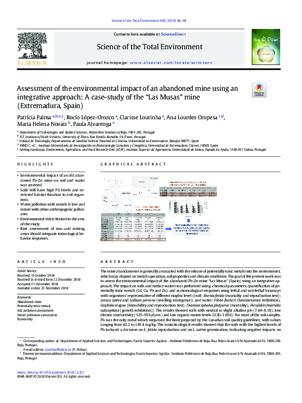 (PDF) Assessment of the environmental impact of an abandoned mine using ...