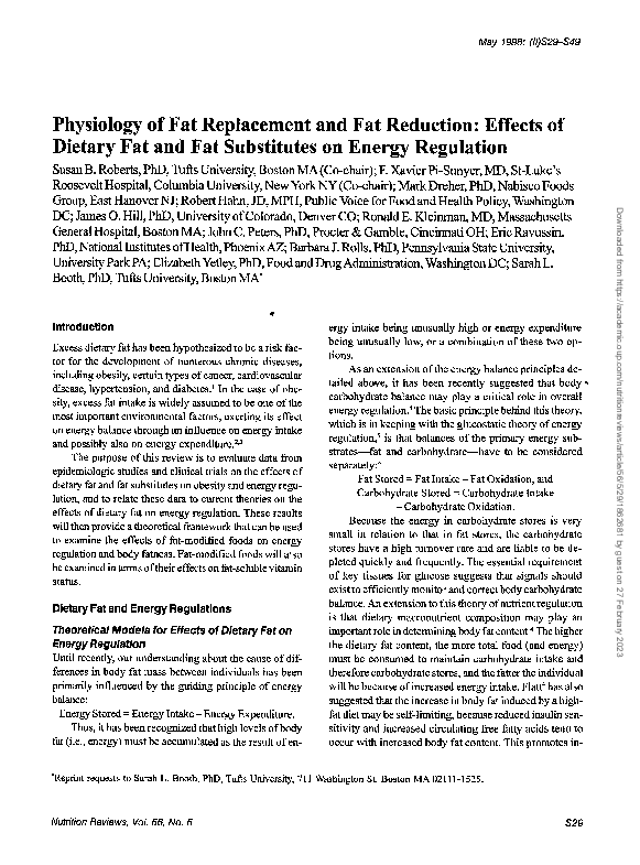 (PDF) Physiology of Fat Replacement and Fat Reduction: Effects of ...