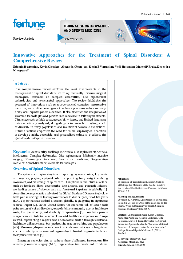 (PDF) Innovative Approaches for the Treatment of Spinal Disorders: A ...