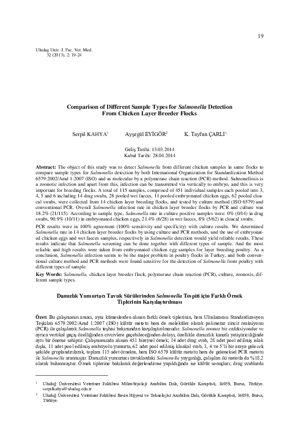 (PDF) Comparison of Different Sample Types for Salmonella Detection ...