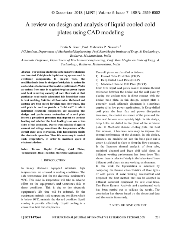 (PDF) A review on design and analysis of liquid cooled cold plates ...