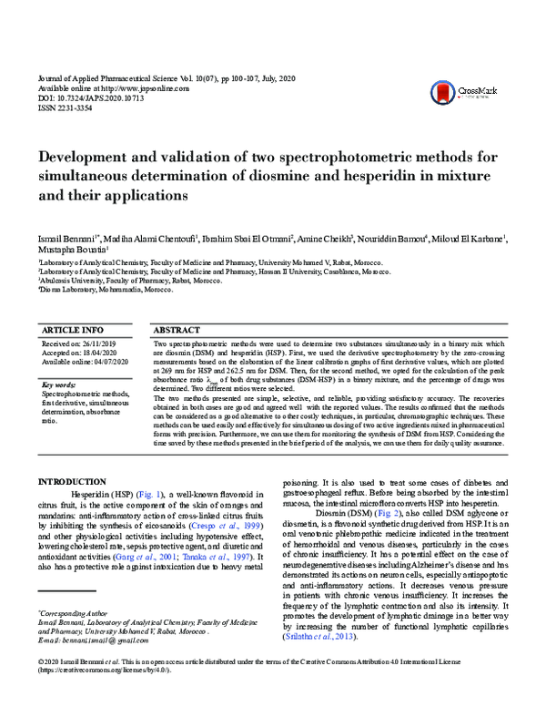(PDF) Development and validation of two spectrophotometric methods for ...