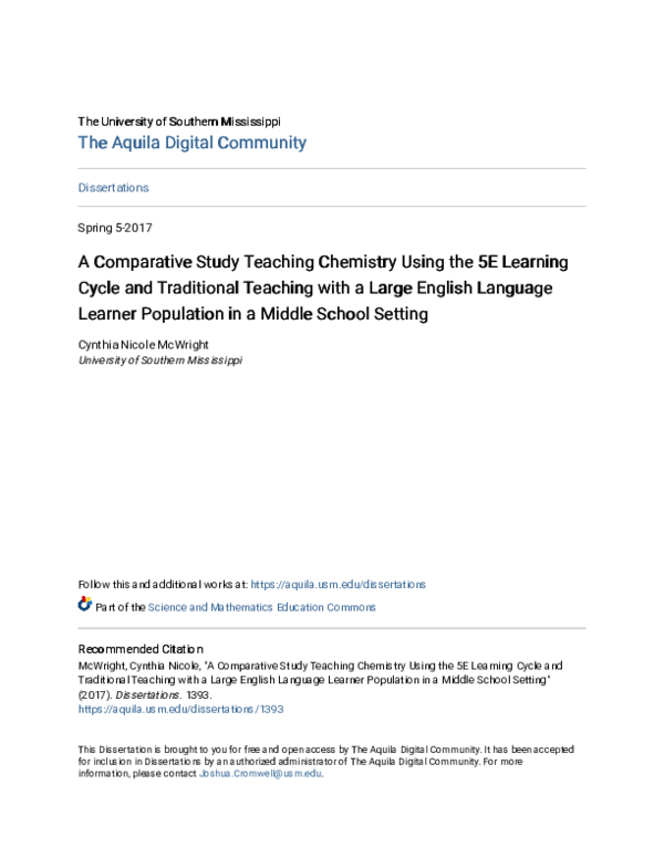 (PDF) A Comparative Study Teaching Chemistry Using the 5E Learning ...