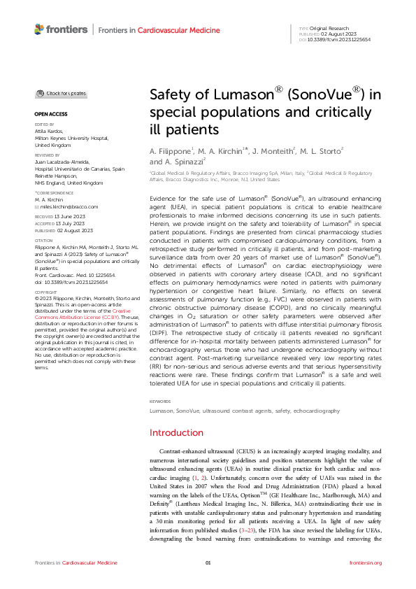 (PDF) Safety of Lumason® (SonoVue®) in special populations and ...