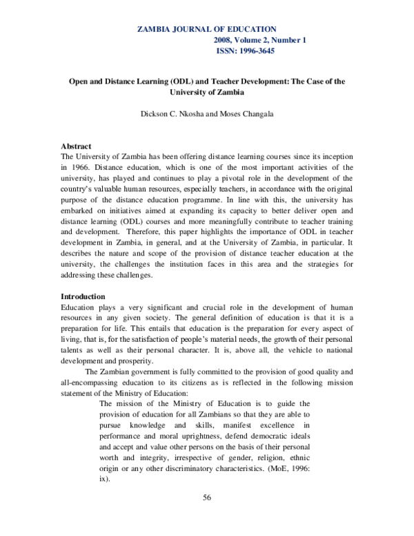 (PDF) Open and Distance Learning (ODL) and Teacher Development: The ...