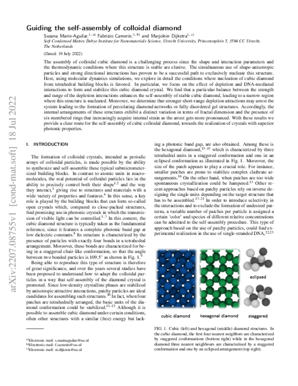 (PDF) Guiding the self-assembly of colloidal diamond
