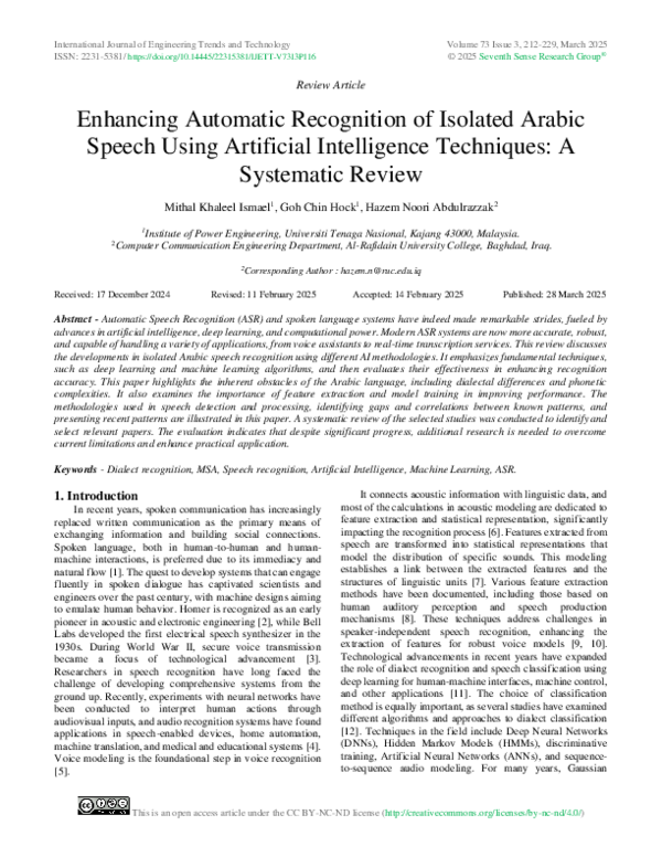 (PDF) Enhancing Automatic Recognition of Isolated Arabic Speech Using ...