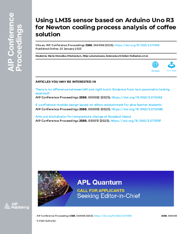 (PDF) Using LM35 sensor based on Arduino Uno R3 for Newton cooling ...