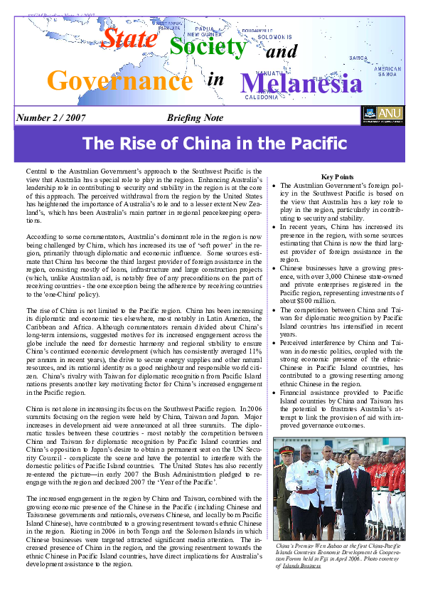 (PDF) The Rise of China in the Pacific
