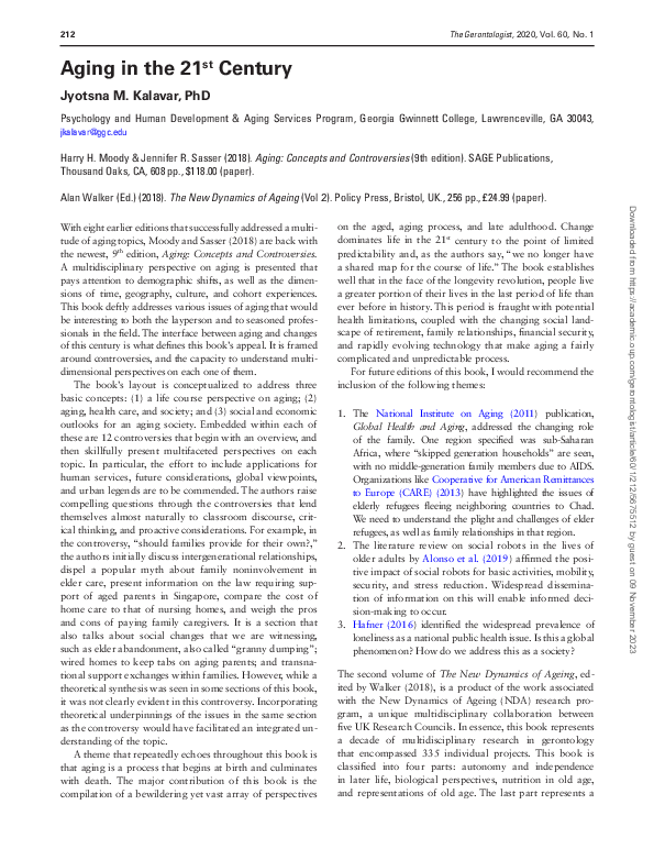 (PDF) Aging in the 21st Century