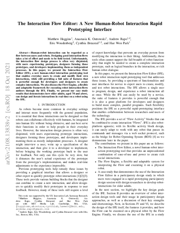 (PDF) The Interaction Flow Editor: A New Human-Robot Interaction Rapid ...