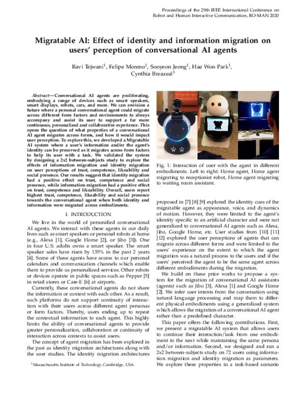 (PDF) Migratable AI: Effect of identity and information migration on ...