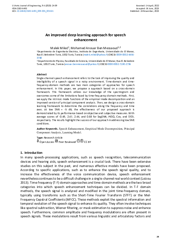 (PDF) An improved deep learning approach for speech enhancement