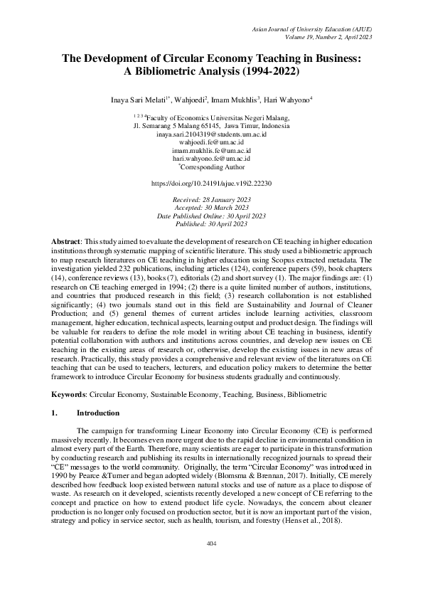(PDF) The Development of Circular Economy Teaching in Business: A ...