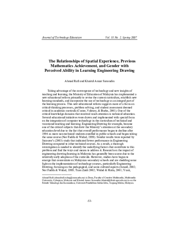 (PDF) The Relationships of Spatial Experience, Previous Mathematics ...