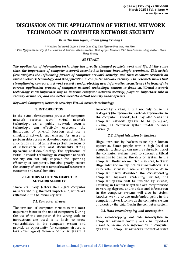(PDF) DISCUSSION ON THE APPLICATION OF VIRTUAL NETWORK TECHNOLOGY IN ...