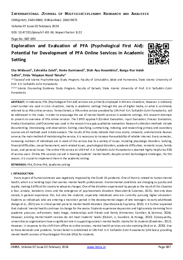 (PDF) Exploration and Evaluation of PFA (Psychological First Aid ...