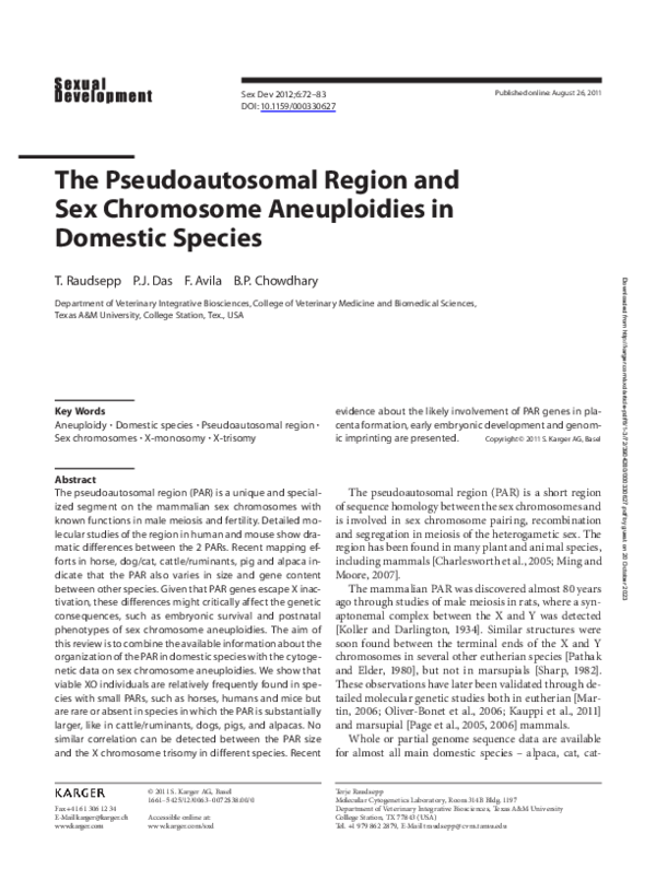 (PDF) The Pseudoautosomal Region and Sex Chromosome Aneuploidies in ...