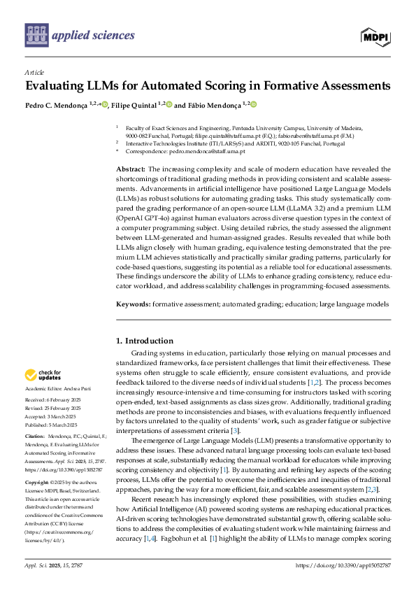 (PDF) Evaluating LLMs for Automated Scoring in Formative Assessments